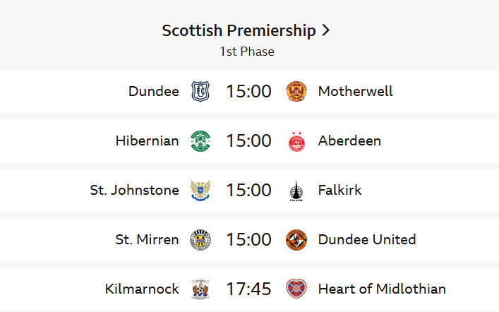 St Mirren v Dundee Utd Sat 19th Sep